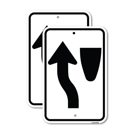 Signmission Traffic Sign Keep Left Symbol, 12'' X 18'' 2 Signs, Heavy Gauge Aluminum, 2PK A-1218-2PACK-22790