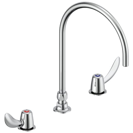 Delta Commercial 23C6 Two Handle Widespread Bathroom Faucet With Gooseneck Spout - Less Pop-Up In Chrome 23C672-R7