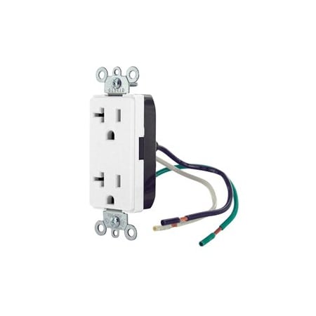 Leviton Commercial Grade Decora Receptacle, 20 Amp, 125 Volt 16352-LW