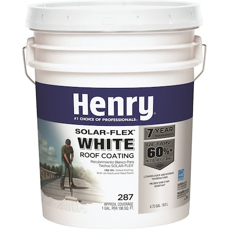 Henry HE287SF871 Elastomeric Roof Coating, White, 5 gal Pail, Cream HE287SF073