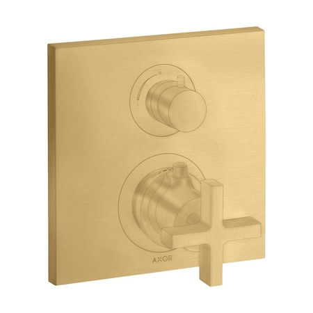 Axor Citterio Thermostatic Trim with Volume Control- Cross Handle in Brushed Gold Optic 39705251