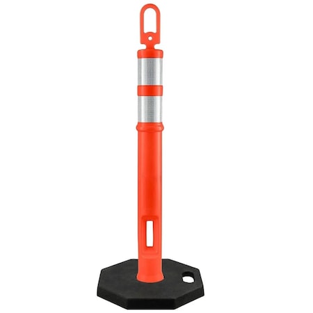 Traffic Kontrol Delineator Post, High-Density Polyethylene+Elastomer, 45 in Height, Orange TKDP-ATOP-45-OR