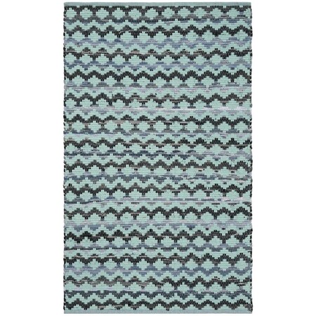 Safavieh Montauk Hand Woven Rectangle RugTurquoise & Blue & Black 3 x 5 ft. MTK120K-3
