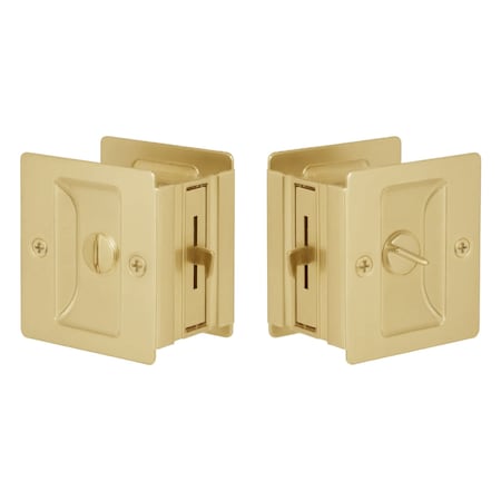 Emtek Pocket Door Locks Privacy Satin Brass EEPDSQU65SB
