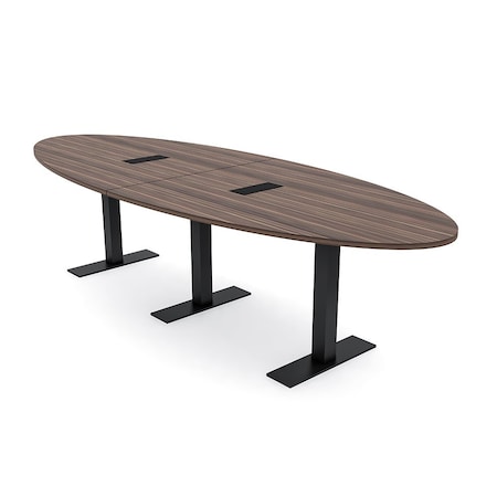 Skutchi Designs 10 Person Conference Table With Power Unit | 12' Oval Table | Harmony Series HAR-OVL-48X144-T.BK-H3041-EBLK
