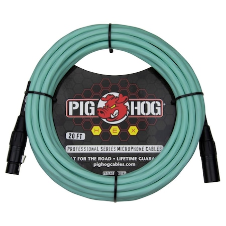 Ezgeneration 20 ft. Hex Series Microphone Cable, Seafoam Green EZ3830993