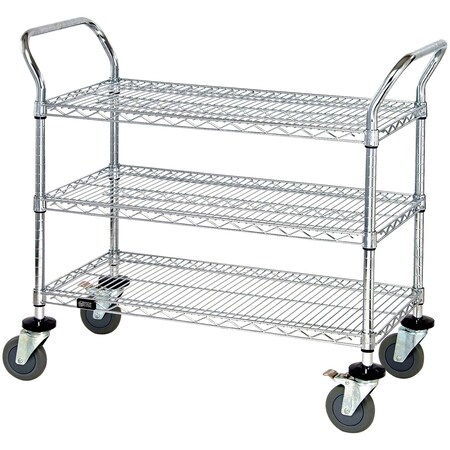 Non-Branded 36 x 24 x 38in 3-Shelf Heavy-Duty Wire Cart WSC3624383