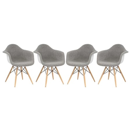 Leisuremod Willow Fabric Eiffel Accent Chair, Grey, 4PK W24GRT4