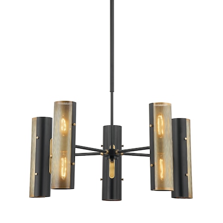 Troy Lighting Mikka 10 Light Chandelier 30 In. Patina Brass F5630-PBR/SBK