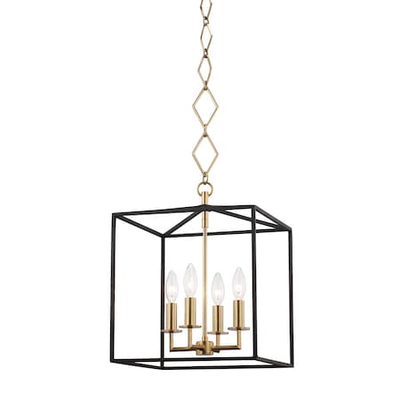 Hudson Valley Lighting Becki Owens X Richie 4 Light Lantern 13 In. Aged Brass/Black BKO150-AGB/BK