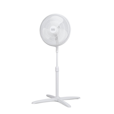 Black & Decker 16-Inch Pedestal Fan, Standing Fan with 3 Speed Settings, White BFP16MXW