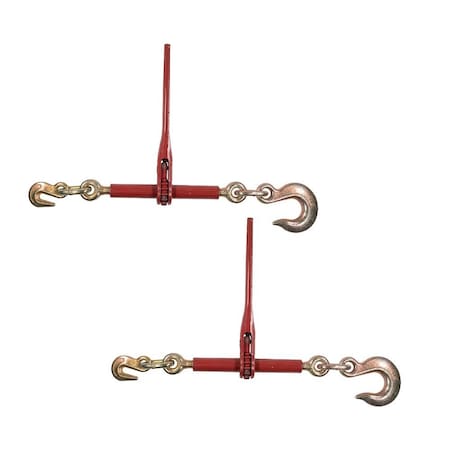 Mytee Products 5/16 in-3/8 in Heavy Duty Ratchet Chain Binder, 5/16 in Grab Hook & 1/2 in Slip Hook, 2PK CBRS516-SHx2