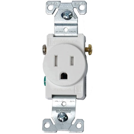 Eaton Wiring Devices Straight Blade Receptacle, 5-15R, 15 A, 125V AC, 2 Pole, 3 Wire, Flush Mount, Grounded TR817W-BOX