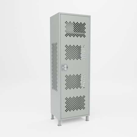 Pucel Athletic Gear Locker, 24 in W x 72 in H x 18 in D, Perforated Door, Top Cabinet, 4 in Legs, Gray GL-2472-18-DTL