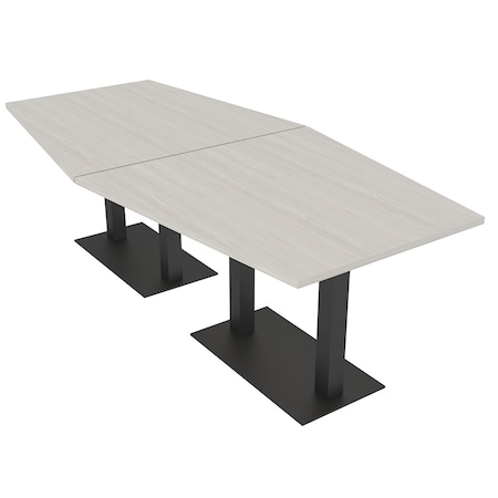 Skutchi Designs Hexagon Conference Table With Power Unit, 48 in W, 96 in L, Ivory HAR-HEX.IR-48X96-DOU.BK-K458-NA