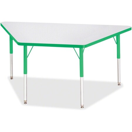 Jonti-Craft Berries Trapezoid Activity Tables, 30 in. x 60 in., A-height, Freckled Gray/Green/Gray 6443JCA119
