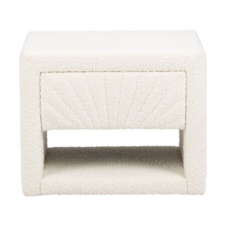 Homeroots 16" Ivory Wood Woven Texture One Drawer Nightstand 668551