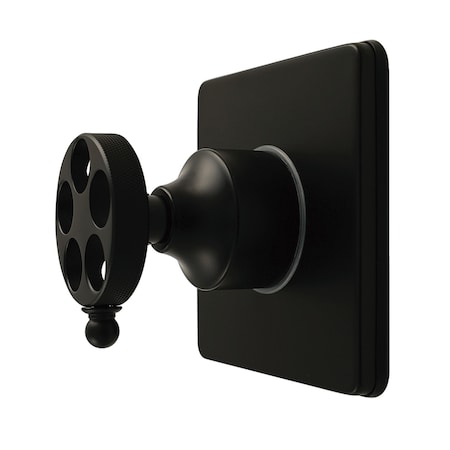 Kingston Brass Single-Handle Six-Way Diverter Valve with Knurled Handle and Square Trim Kit, Matte Black KS4040RKZ