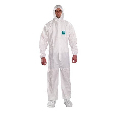 Ansell Chemical Resistant Coveralls, Hooded Coverall, 3XL, SMS, Elastic Wrist, Elastic Ankle, Serged Seam WH15-S-92-107-07