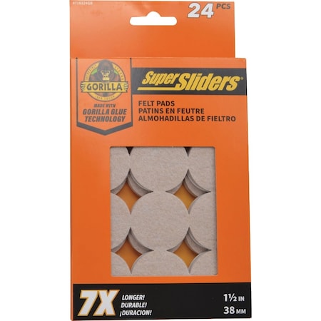 Gorilla Glue Super Sliders 1-1/2'' Beige Felt Pad, 24-Piece 4718324BG