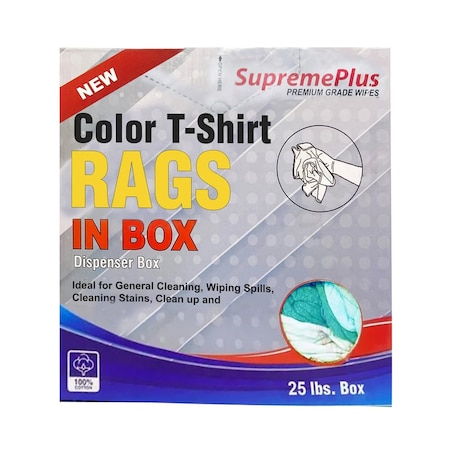 Supremeplus New Color Knit T-Shirt Cleaning Rags, 25 lbs. Compressed Box SP-4865