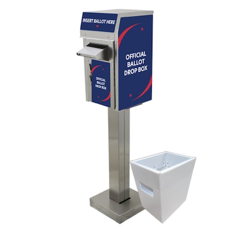 American Security Cabinets Small Ballot Drop Box 500 With Plastic Collection Tote BAL-500-SS-DOC-KB