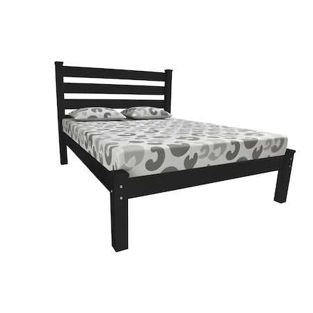 Homeroots Black Solid Wood Queen Bed Frame 546886