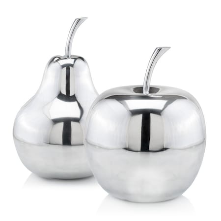 Homeroots 13" Silver Buffed Aluminum Decorative Apple Tabletop Sculpture 354642