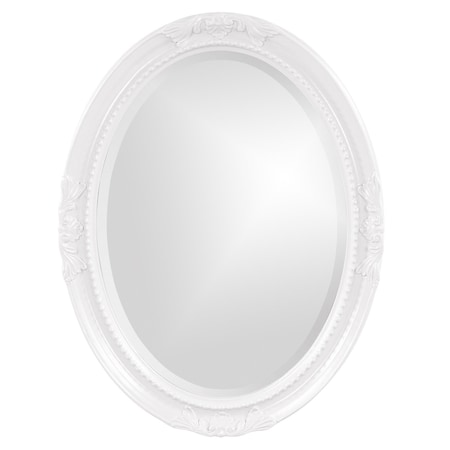 Homeroots Oval Mirror In A Glossy White Wood Frame 384179