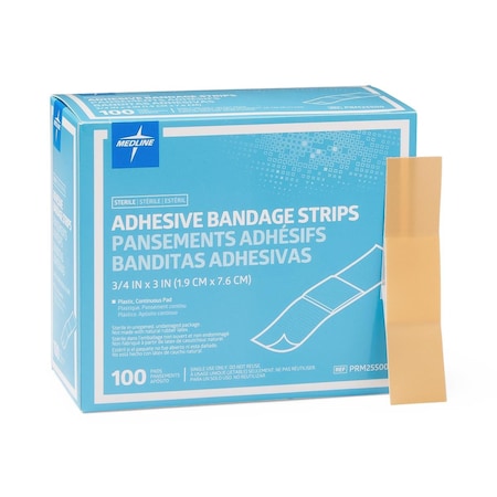 Medline Plastic Adhesive Bandage, 3/4in x 3in, 1200PK PRM25500