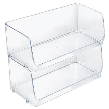 Azar Displays Large Wide Clear Stackable Bin, 2PK 556722-2PK