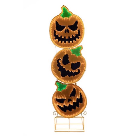 Celebrations Halloween 48 in. LED Prelit Infinity Stacked 3 Pumpkins Halloween Decor 22-09011A