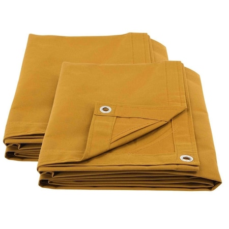 Mytee Products 6ft x 8ft Tan Canvas Tarp 12oz Heavy Duty Water Resistant, 2PK CT6-8-Tx2