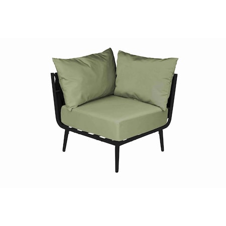 Bfm Seating Cayman Corner Sofa - Black flat rope, Black powder coat aluminum, ganging bracket PHPCBLBL-5487
