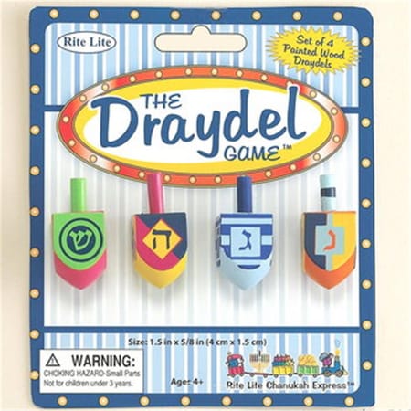 Rite Lite The Draydel Game - 4 Small Painted Wood Draydels, 12PK DRL-9-CR