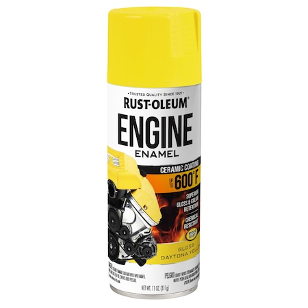 Rust-Oleum Automotive 600 Degrees F Engine Enamel Spray, Daytona Yellow, Gloss, 11 oz 366434