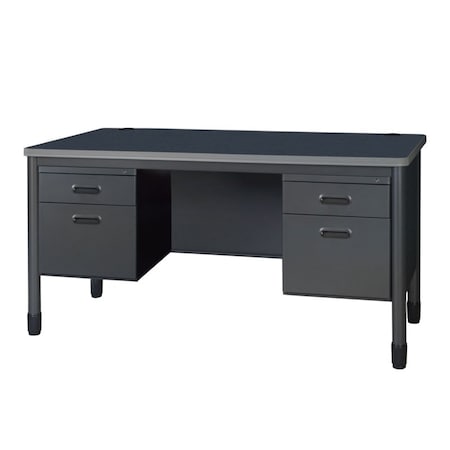 Regency Mesa Steel Double Pedestal Teacher's Office Desk 60in x 30in, Grey 66266DPGY