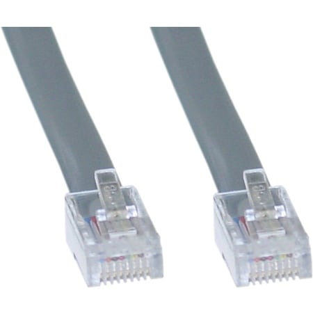 Cable Wholesale Telephone Cord Data RJ45 Silver Satin Straight 25 foot 8103-88125