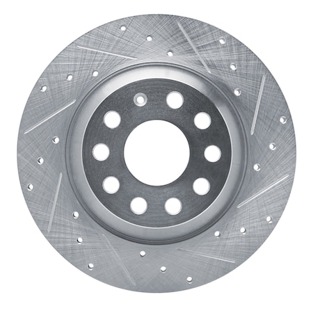 Dynamic Friction Co DFC Brake Rotor - Drilled and Slotted - Silver 631-73082R