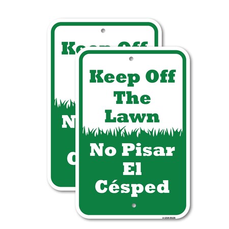Signmission Keep Off The Lawn No Pisar El Cesped, 18'' X 24'' 2 Signs, Heavy Gauge Aluminum, 2PK A-1824-2PACK-25126