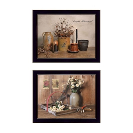 Set Of Two Simple Blessings Black Framed Print Wall Art, 2PK