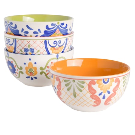 Laurie Gates Tierra 4 Piece 6 Inch Stoneware Cereal Bowl Set in Assorted Designs 130971.04RR