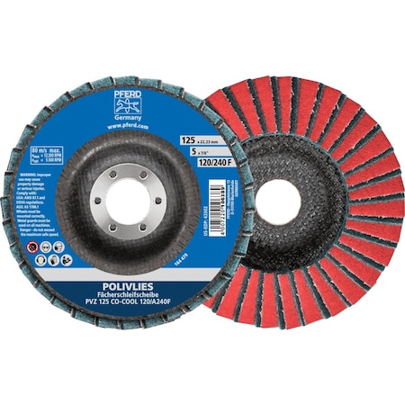 Pferd 5'' POLIVLIES CO-COOL Flap Disc - 7/8'' Arbor Hole - 120 grit, Fine Grade 43302
