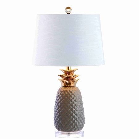 Jonathan Y Pineapple 23" Ceramic LED Table Lamp, Gray/Gold JYL4019B