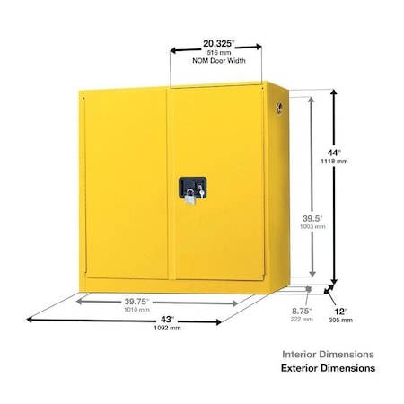 Eagle Mfg 24 gal, 3 Shelves, 18-Gauge Steel, 43 in W x 44 in H x Beige 1975XBEI