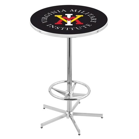 Holland Bar Stool Co 42" Chrome Virginia Military Institute Pub Table, 36" dia. Top L216C4236VAMilI