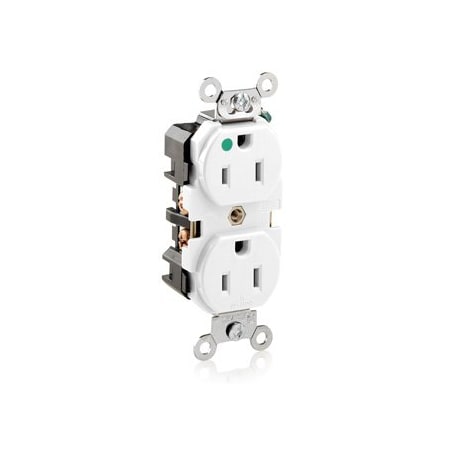Leviton Extra Heavy Duty Hospital Grade Duplex Receptacle, 15 Amp, 125 Volt 8200-W