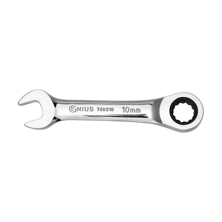 Genius Tools 10mm High-Polished stubby combination ratcheting wrench 760210