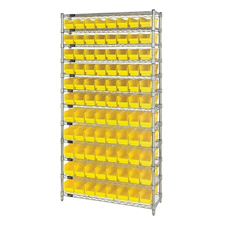 Quantum Storage Systems WIRE SHELVING UNIT W/88 YELLOW BINS WR12-105YL