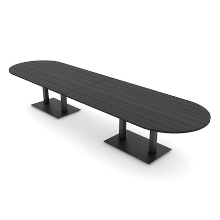 Skutchi Designs Racetrack Conference Table With Power, 48 in W, 168 in L, Grey HAR-RAC-48X168-DOU.BK-WA7949-NA